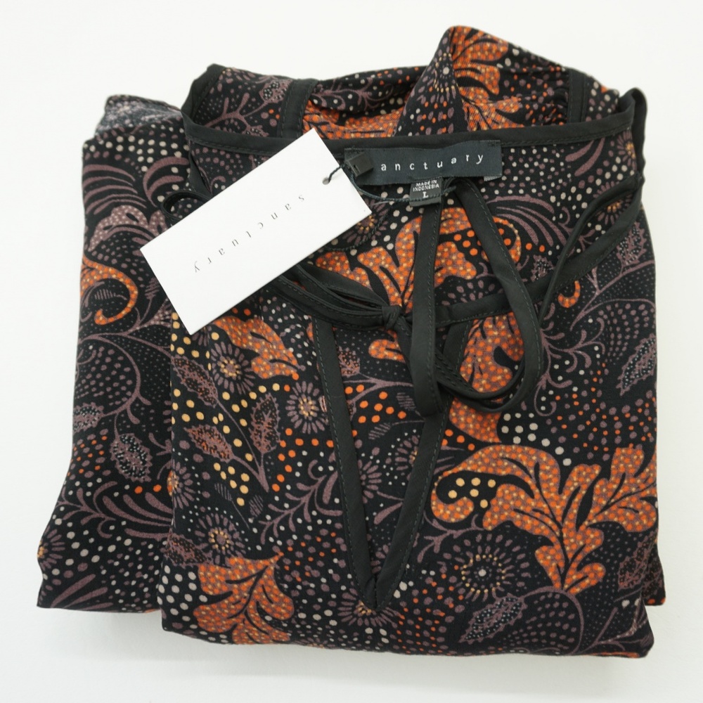 Sanctuary Long Sleeve Black Printed Peasant Dress - Picture 8 of 8